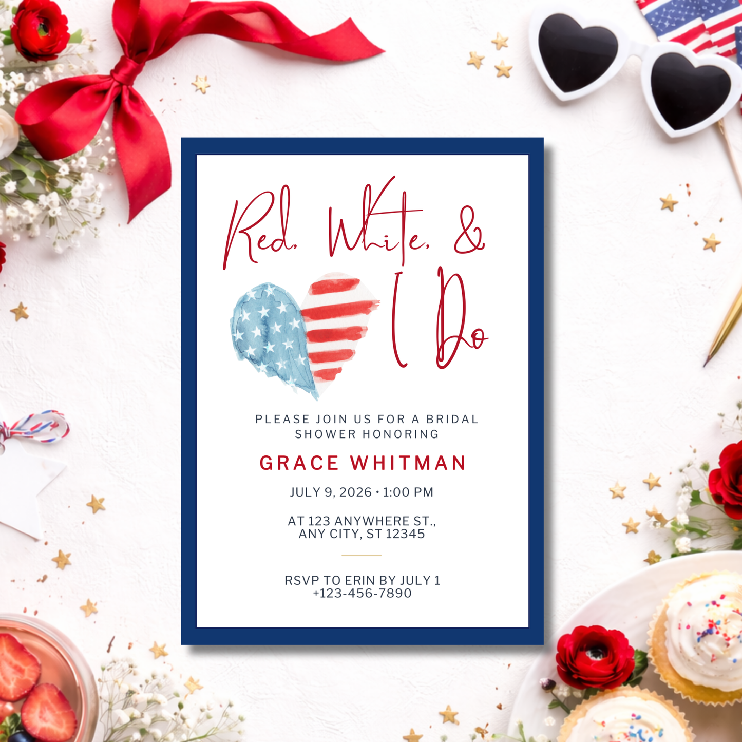 Editable Digital Invitation | Fourth of July Bridal Shower Theme