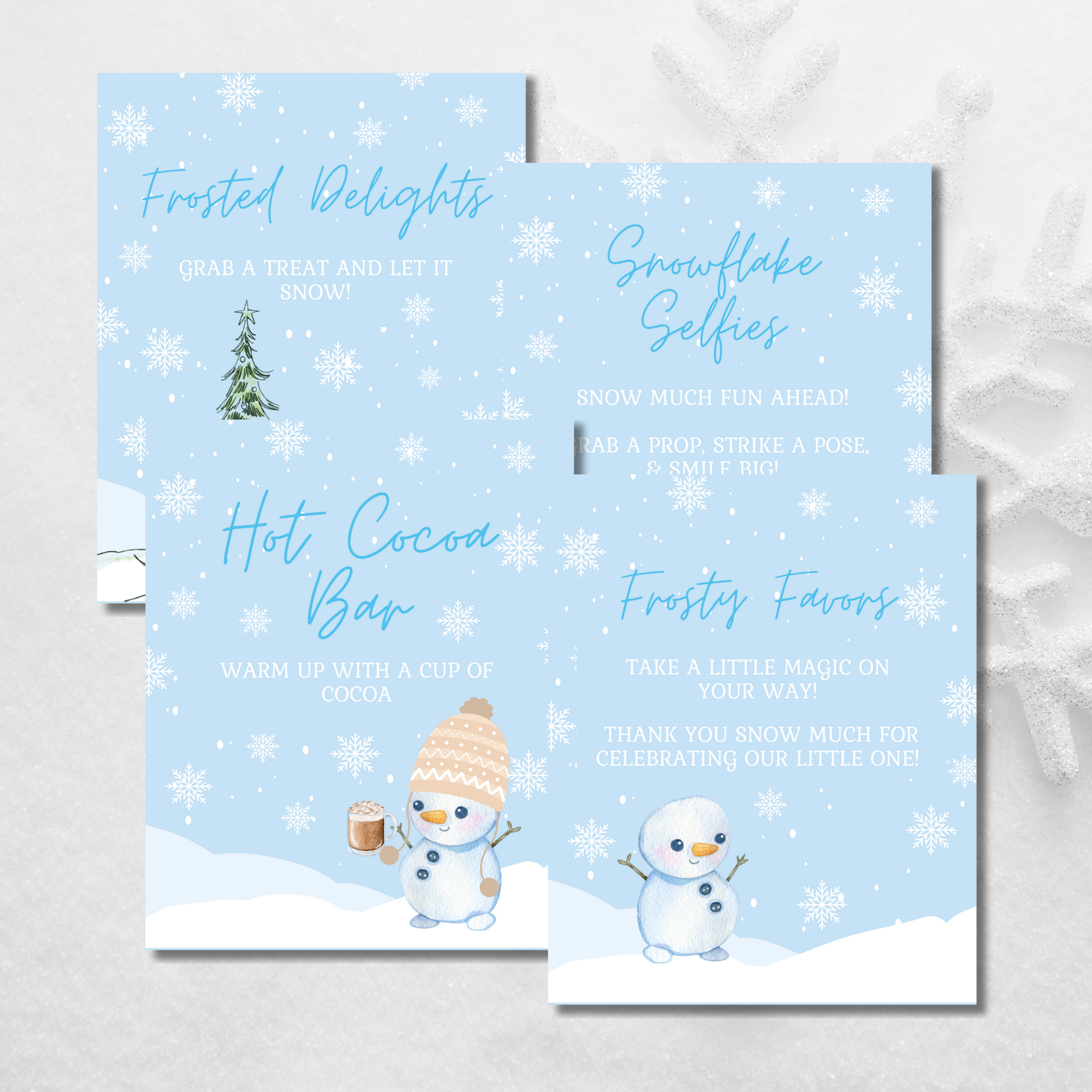 Winter ONEderland Editable Party Signs | Neutral Winter First Birthday