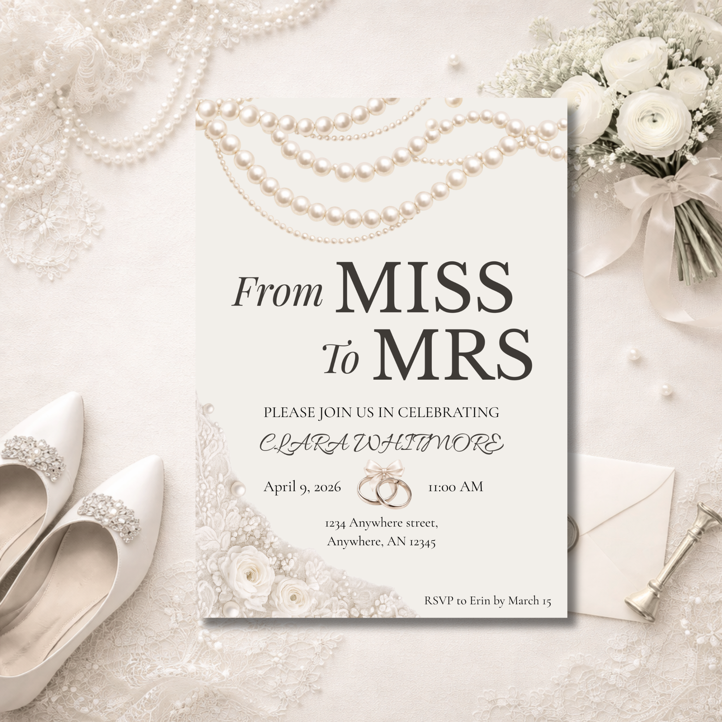 From Miss to Mrs Digital Invitation | Elegant Bridal Shower Template