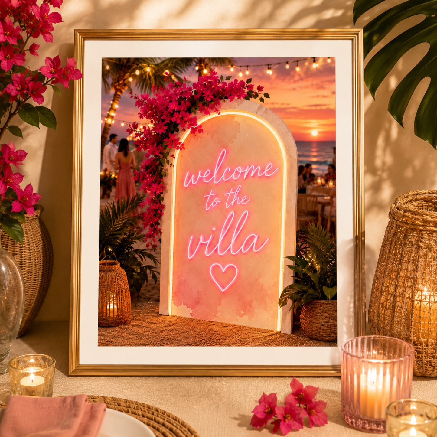 I've Got a Text Welcome Sign Template | Tropical Villa Party Welcome Sign | Editable Canva Welcome Poster | Watch Party Decor | Instant Download