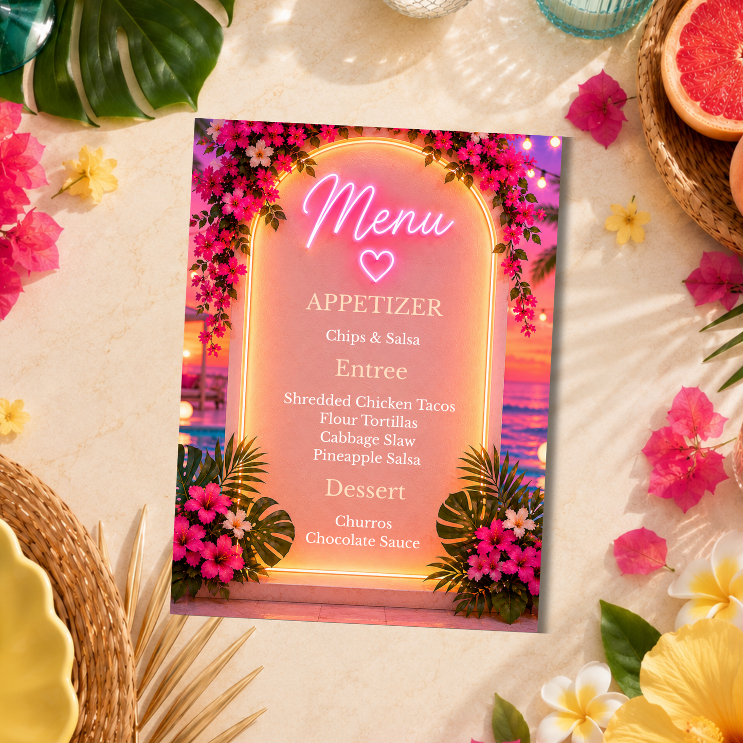 I've Got a Text Party Menu Sign Template | Tropical Villa Dinner Party Menu | Editable Canva Menu Sign | Watch Party Decor | Instant Download