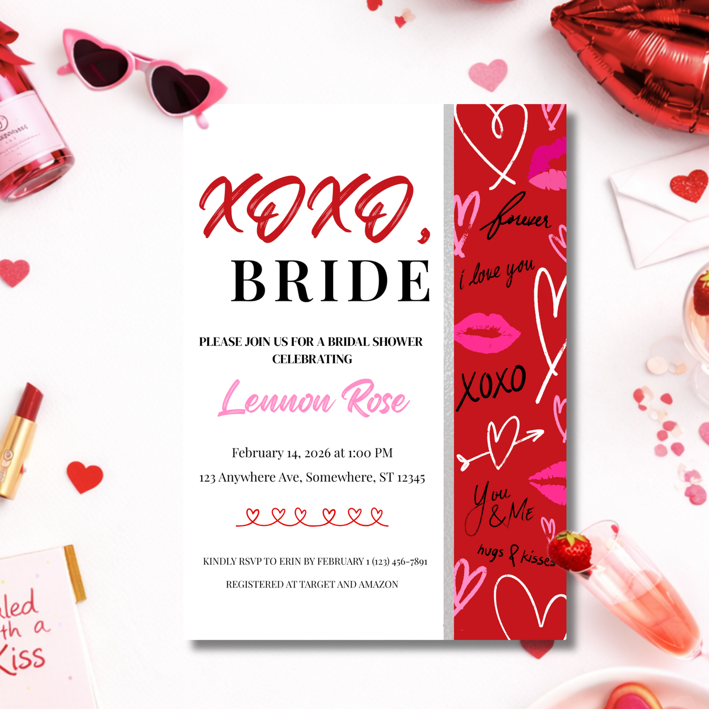 XOXO, Bride | Editable Bridal Shower Invitation