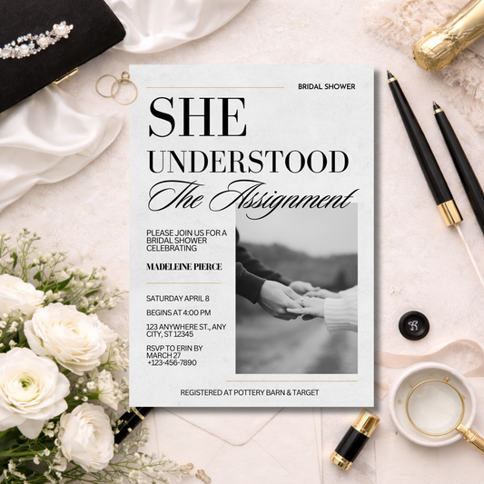 She Understood the Assignment | Editorial Bridal Shower Digital Invitation