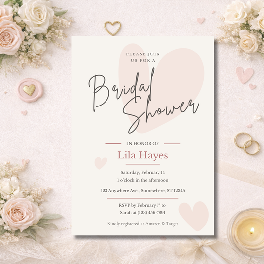 Forever & Always Bridal Shower Invitation | Editable Canva Template