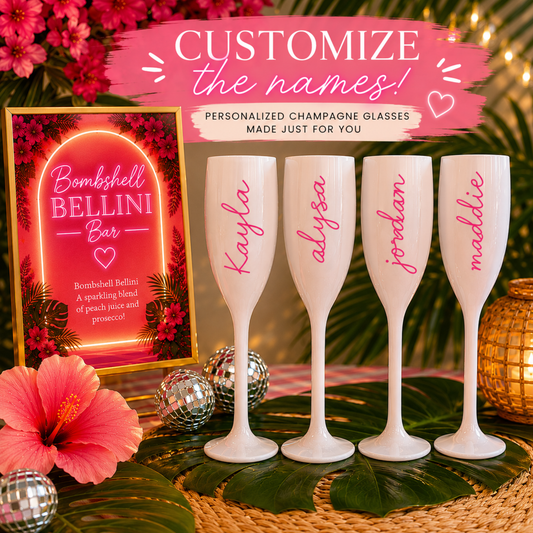 Personalized Champagne Flute | Custom Name Champagne Glass | Bachelorette Party Favor | Bridesmaid Gift | Girls Trip Cup