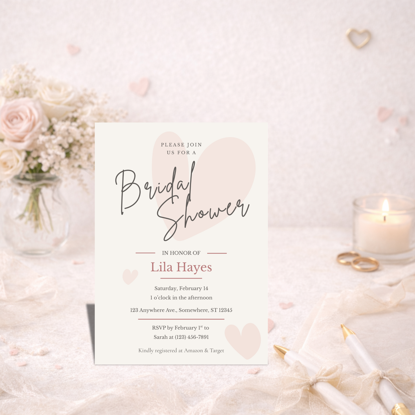 Forever & Always Bridal Shower Invitation | Editable Canva Template