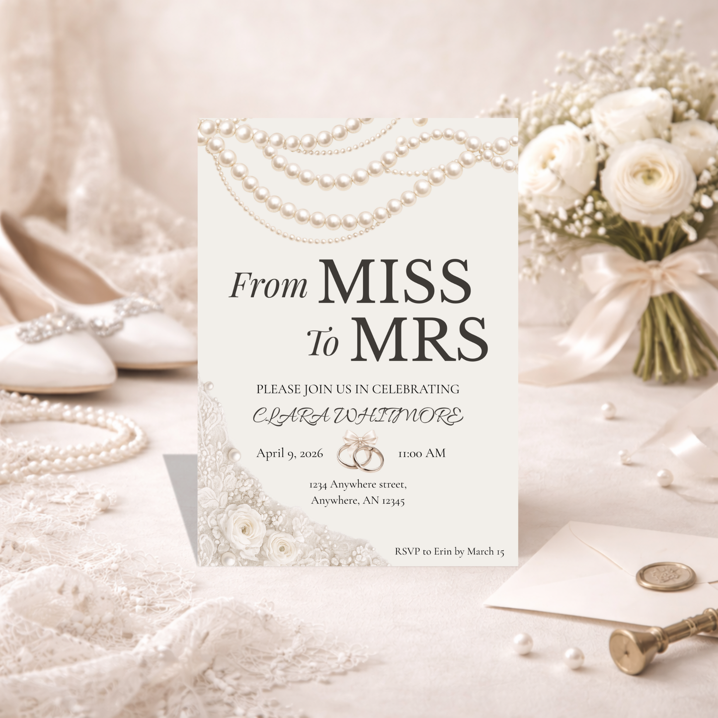 From Miss to Mrs Digital Invitation | Elegant Bridal Shower Template