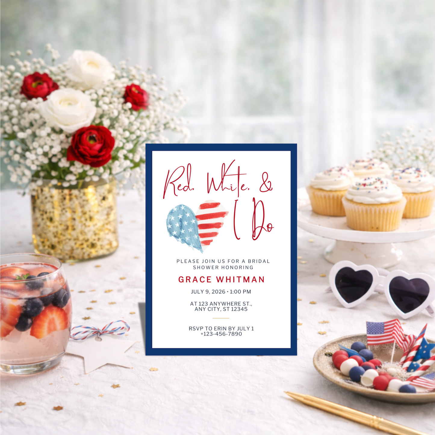 Editable Digital Invitation | Fourth of July Bridal Shower Theme