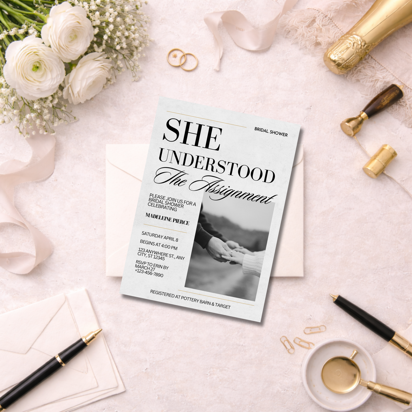 She Understood the Assignment | Editorial Bridal Shower Digital Invitation