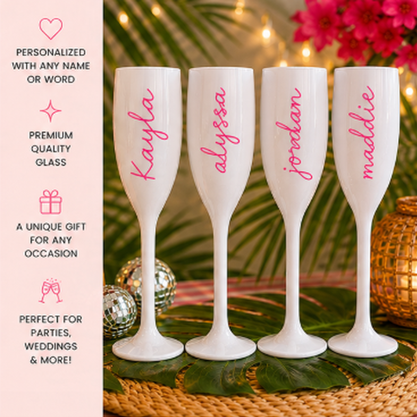Personalized Champagne Flute | Custom Name Champagne Glass | Bachelorette Party Favor | Bridesmaid Gift | Girls Trip Cup