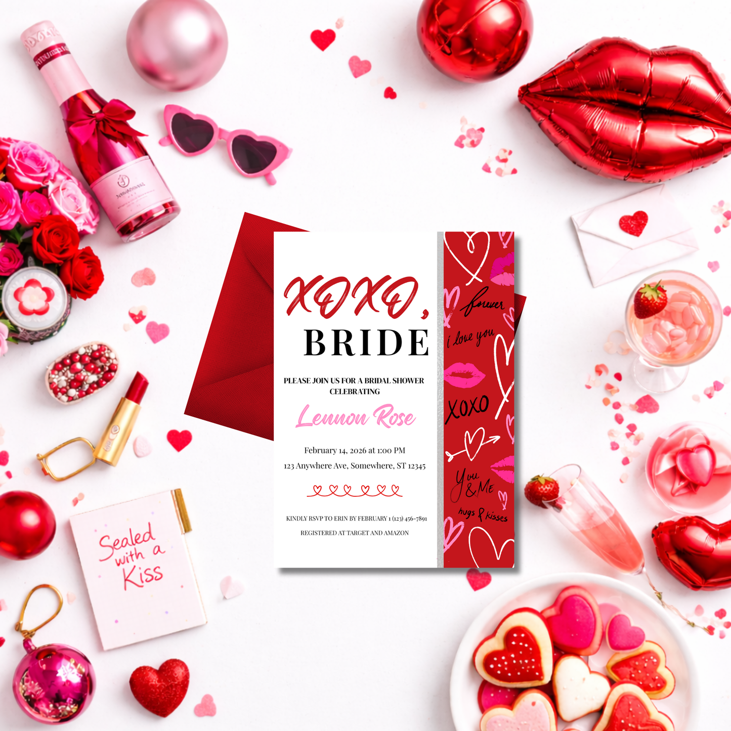 XOXO, Bride | Editable Bridal Shower Invitation