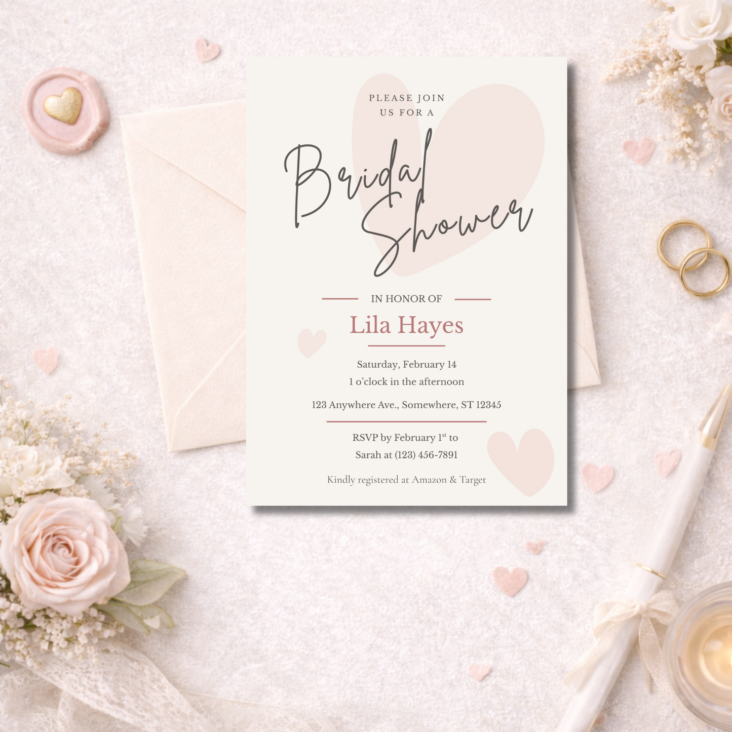Forever & Always Bridal Shower Invitation | Editable Canva Template