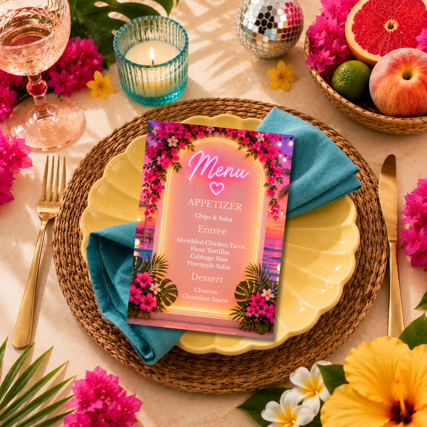 I've Got a Text Party Menu Sign Template | Tropical Villa Dinner Party Menu | Editable Canva Menu Sign | Watch Party Decor | Instant Download