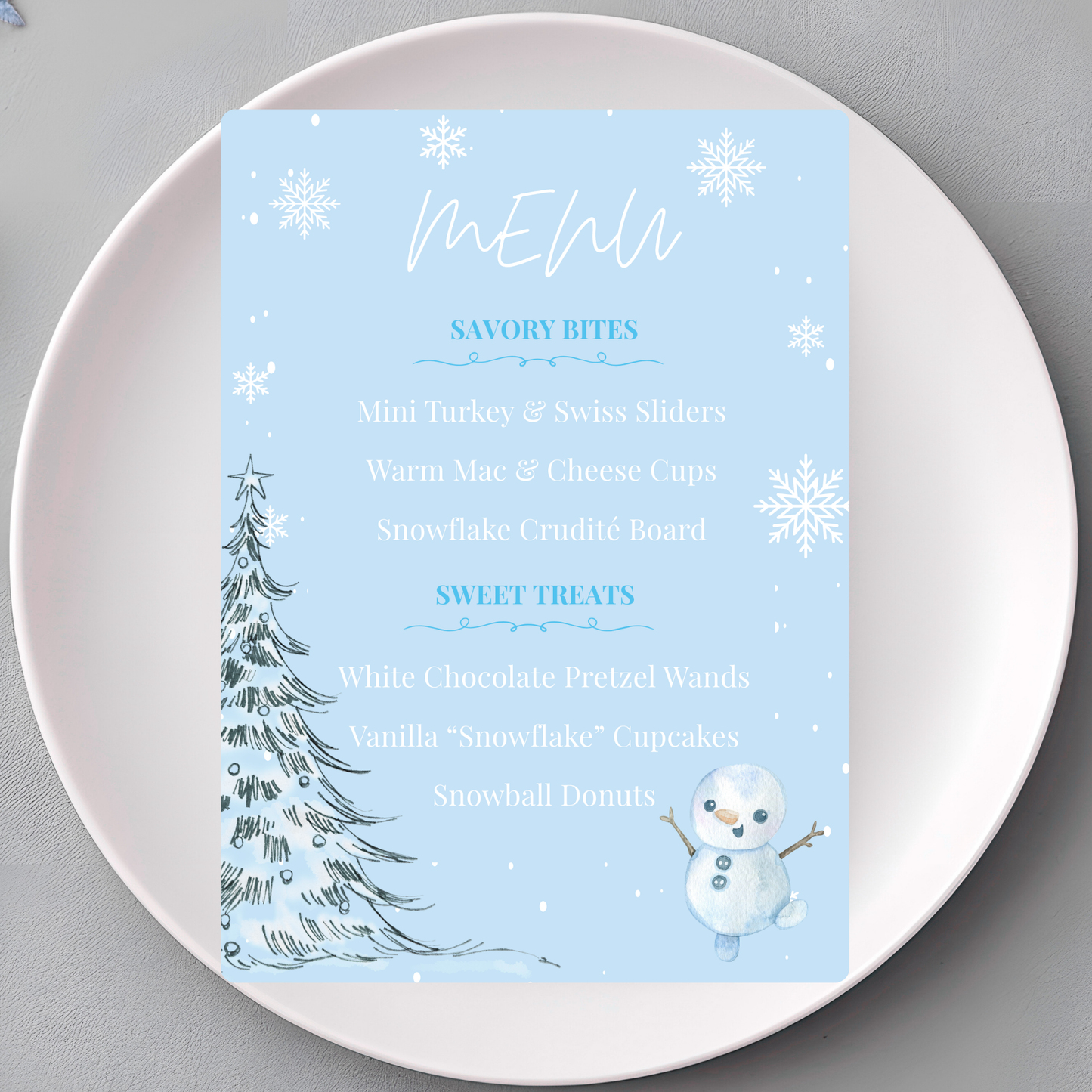 Winter ONEderland Editable Menu Sign | Neutral Winter First Birthday