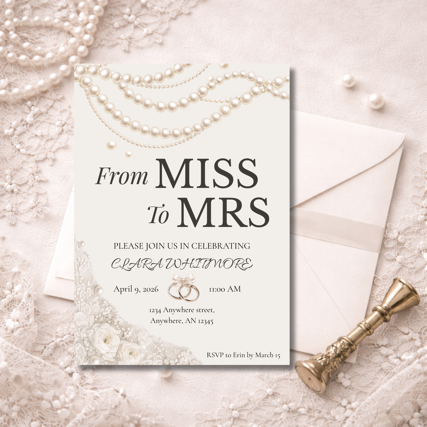 From Miss to Mrs Digital Invitation | Elegant Bridal Shower Template
