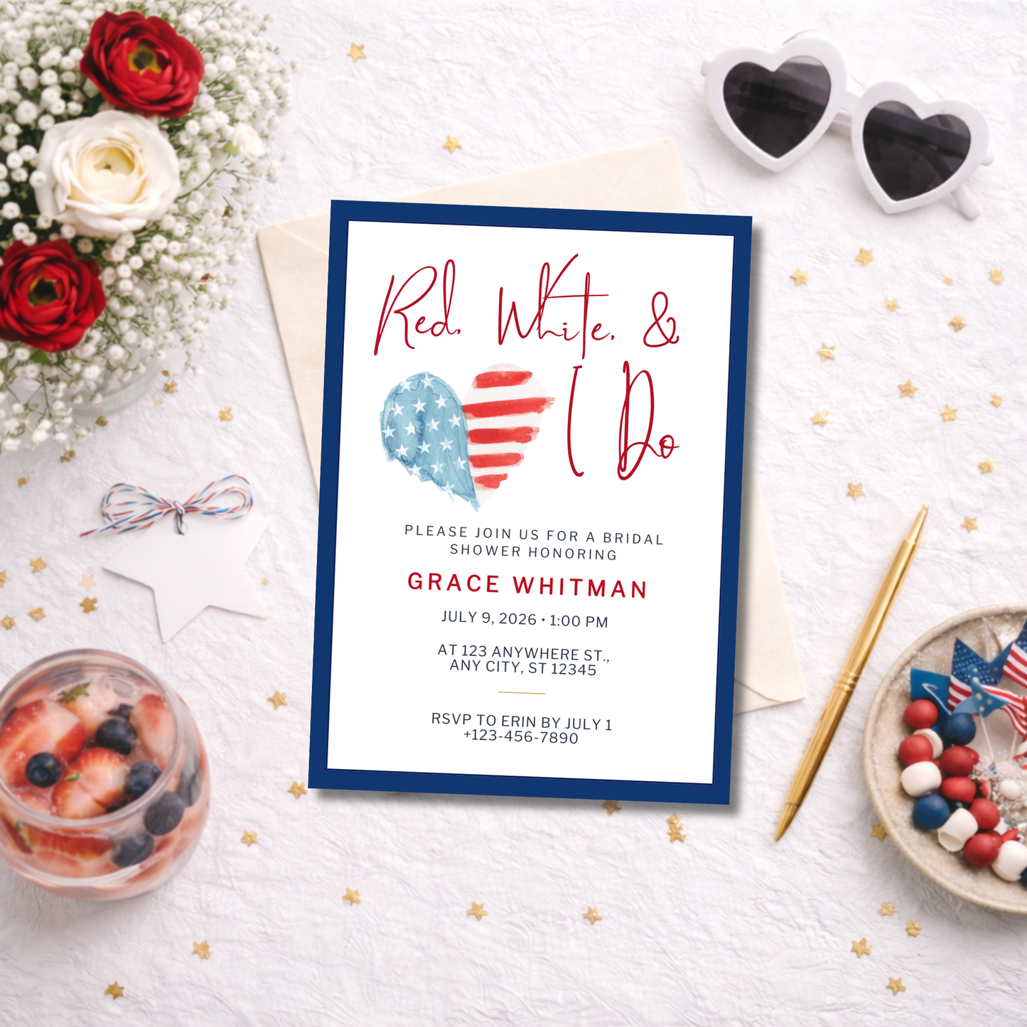 Editable Digital Invitation | Fourth of July Bridal Shower Theme