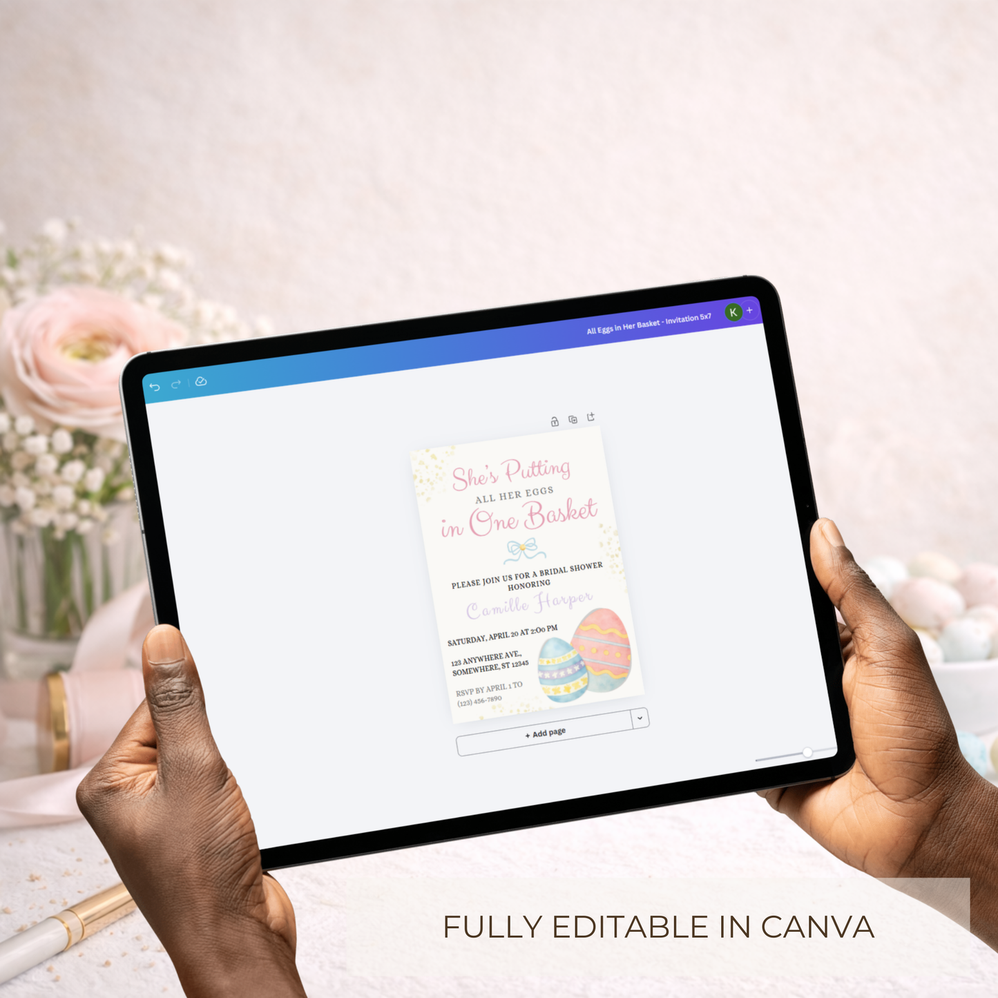 She’s Putting All Her Eggs in One Basket | Bridal Shower Invitation | Editable Canva Template