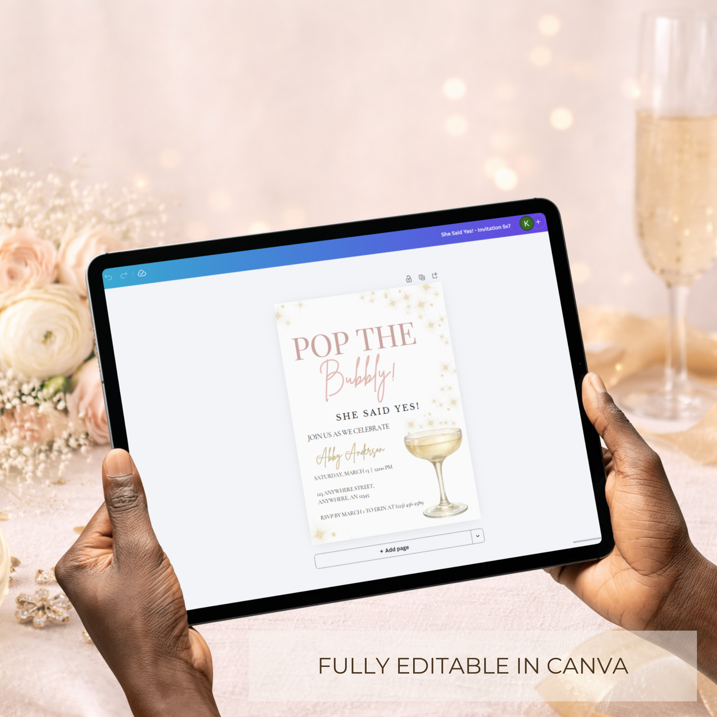 She Said Yes Invitation | Pop the Bubbly Champagne Bridal Shower Party Invitation