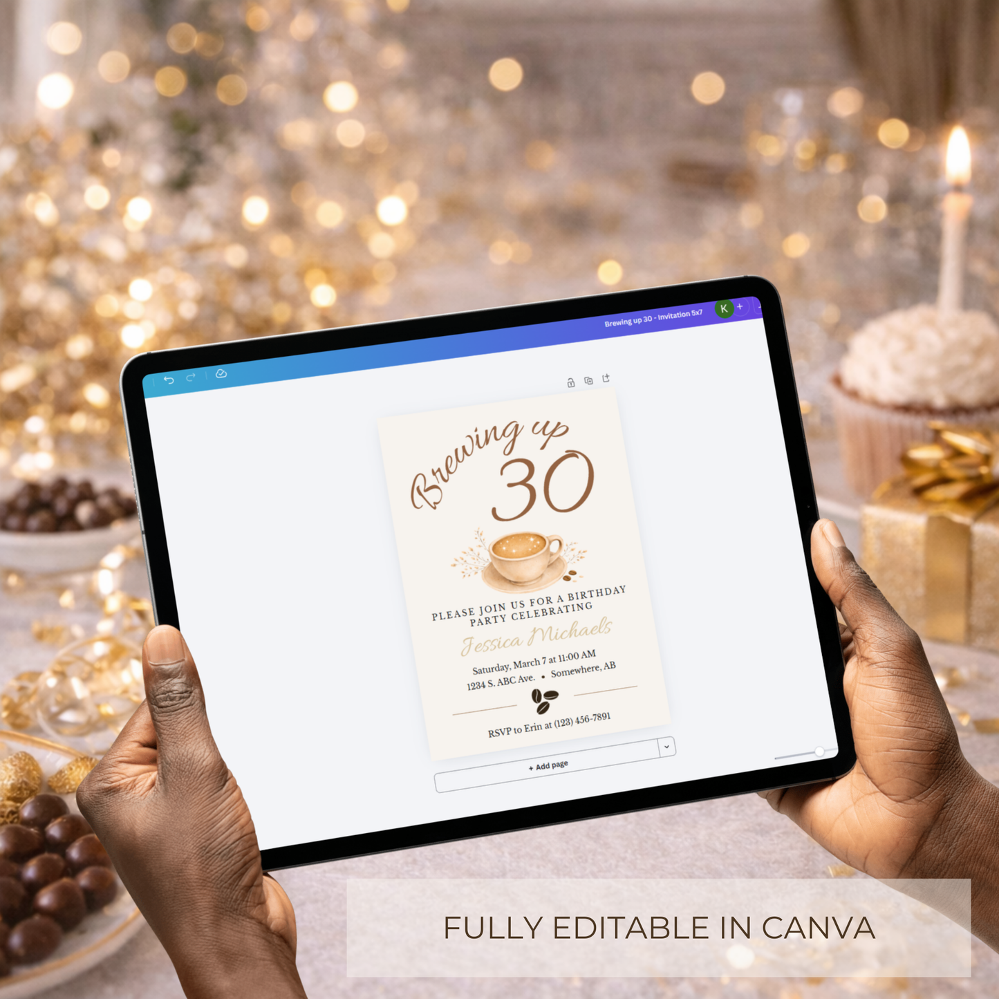 Coffee Themed 30th Birthday Party | Editable Canva Download