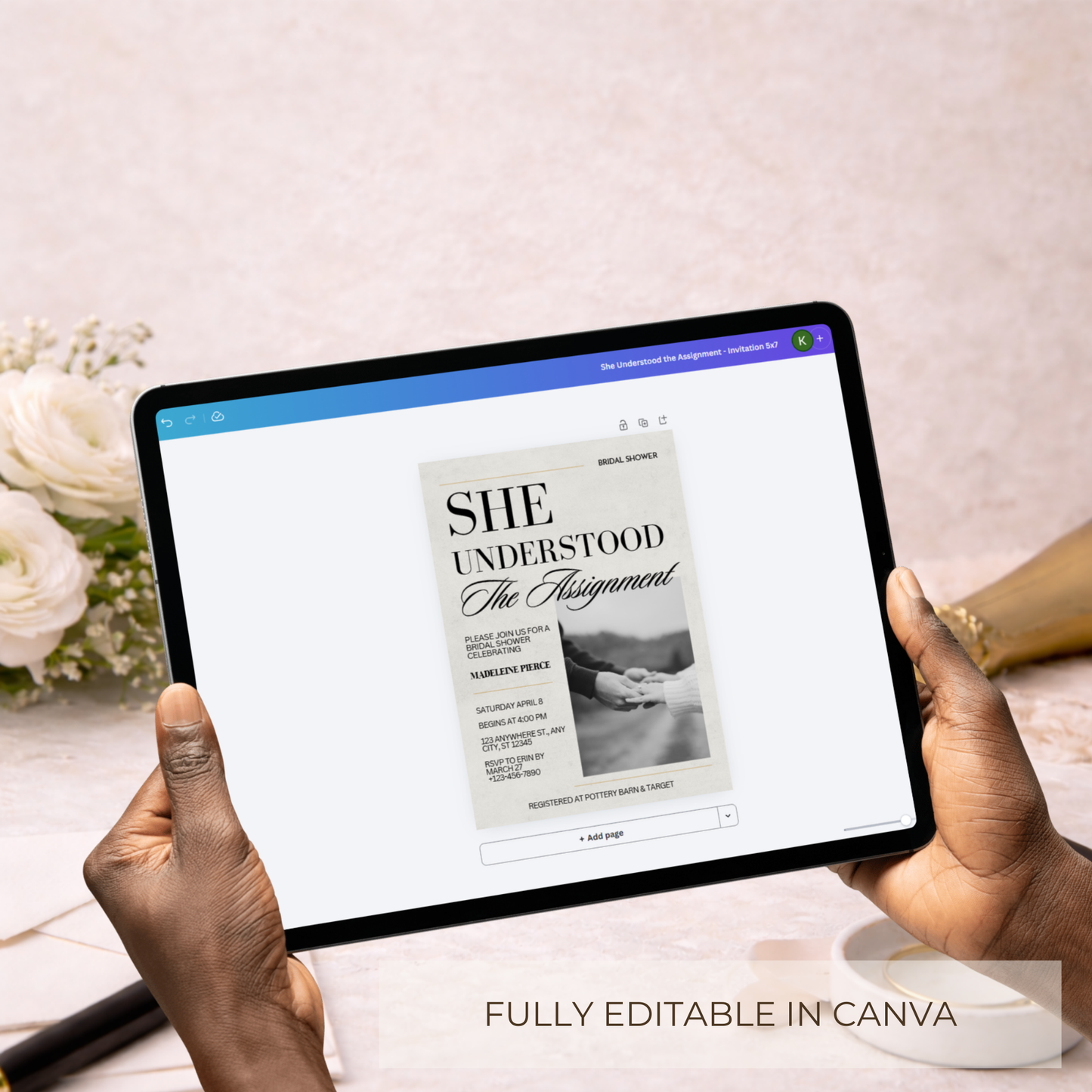 She Understood the Assignment | Editorial Bridal Shower Digital Invitation