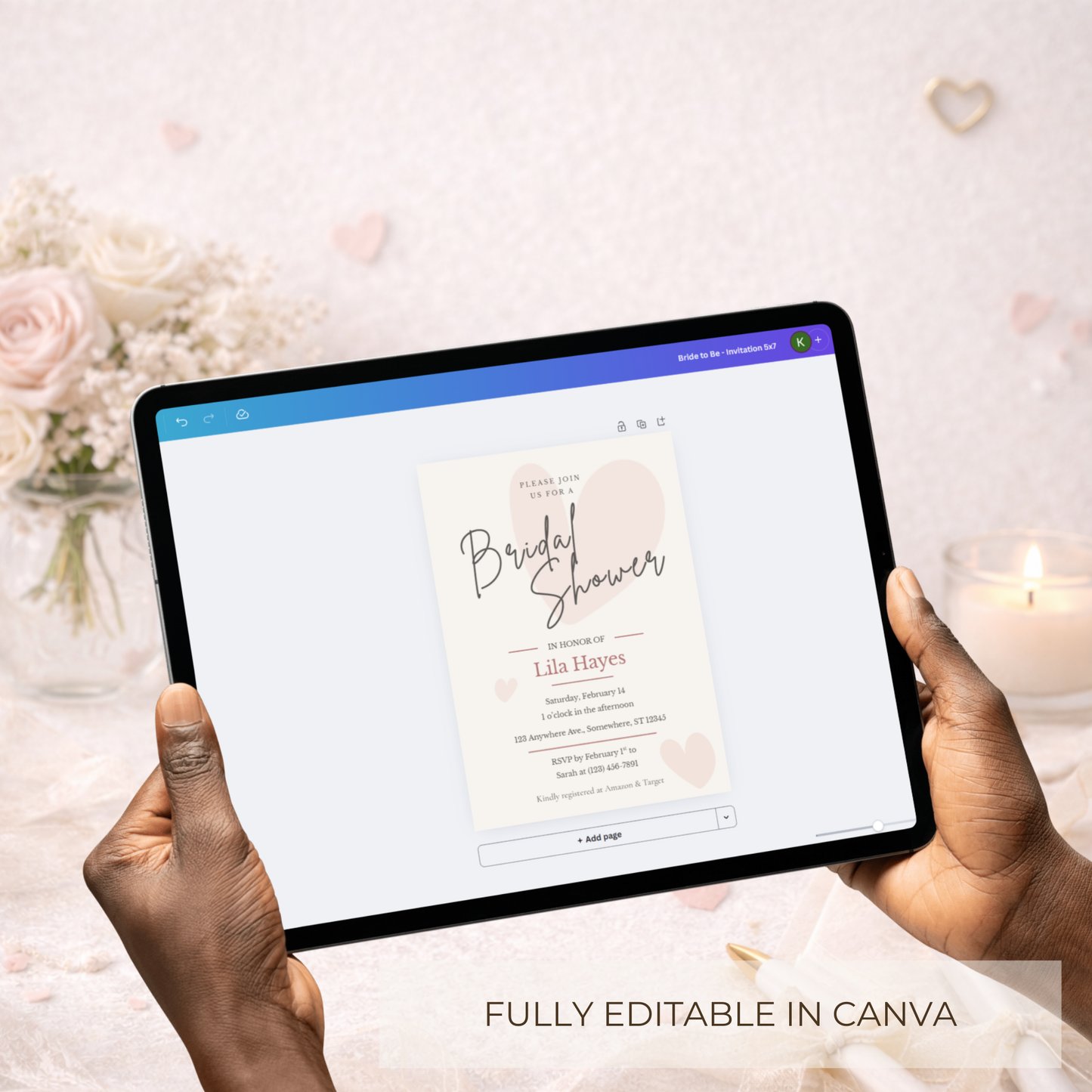 Forever & Always Bridal Shower Invitation | Editable Canva Template