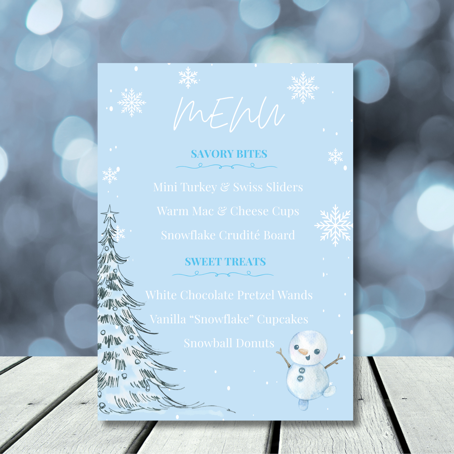 Winter ONEderland Editable Menu Sign | Neutral Winter First Birthday