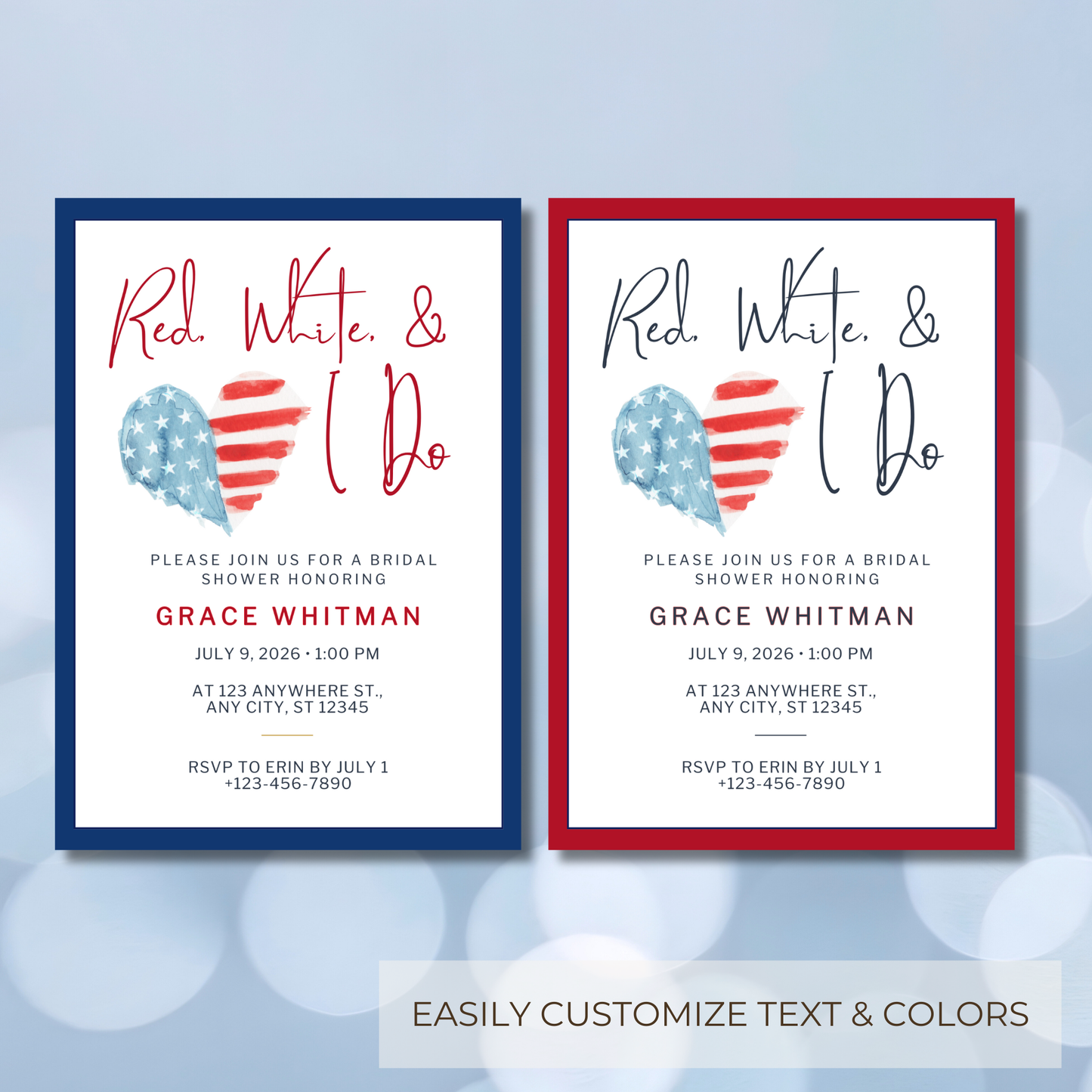Editable Digital Invitation | Fourth of July Bridal Shower Theme