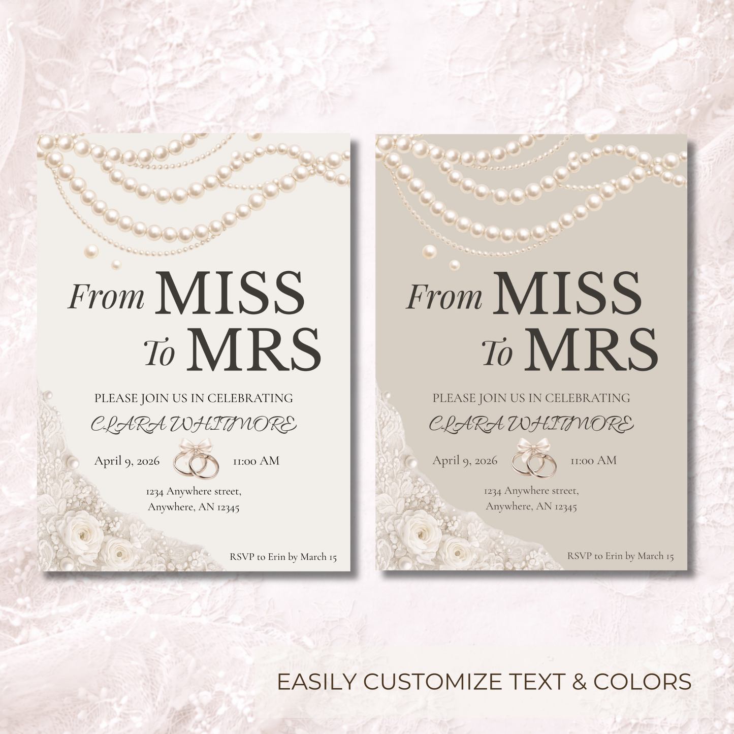 From Miss to Mrs Digital Invitation | Elegant Bridal Shower Template