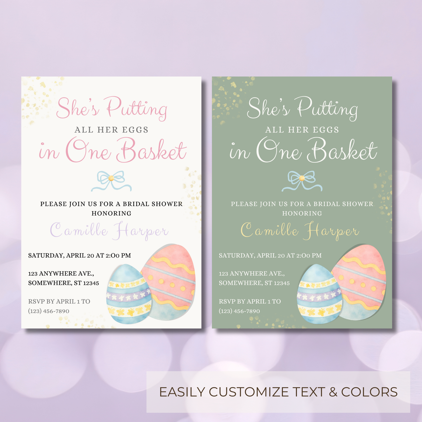 She’s Putting All Her Eggs in One Basket | Bridal Shower Invitation | Editable Canva Template