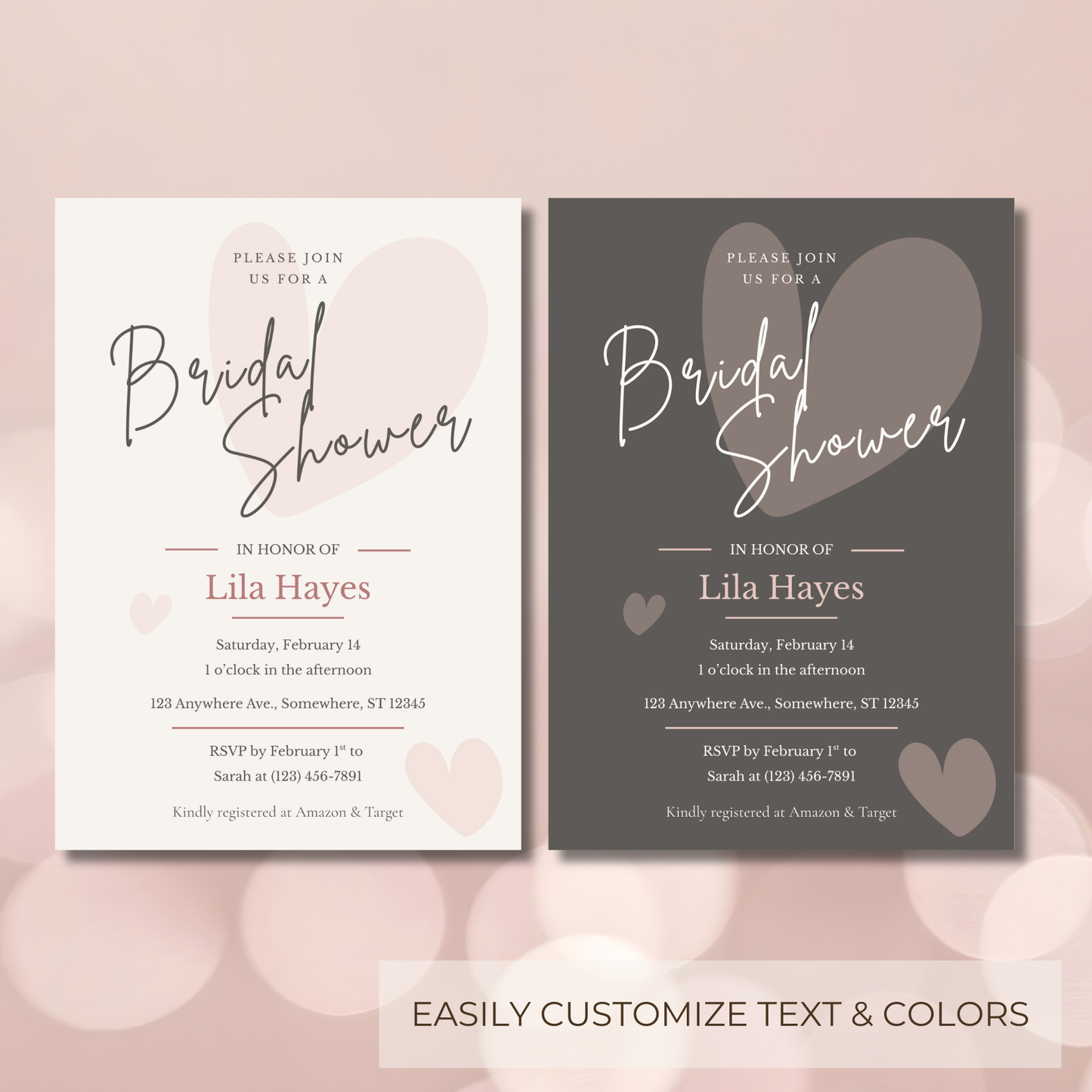 Forever & Always Bridal Shower Invitation | Editable Canva Template