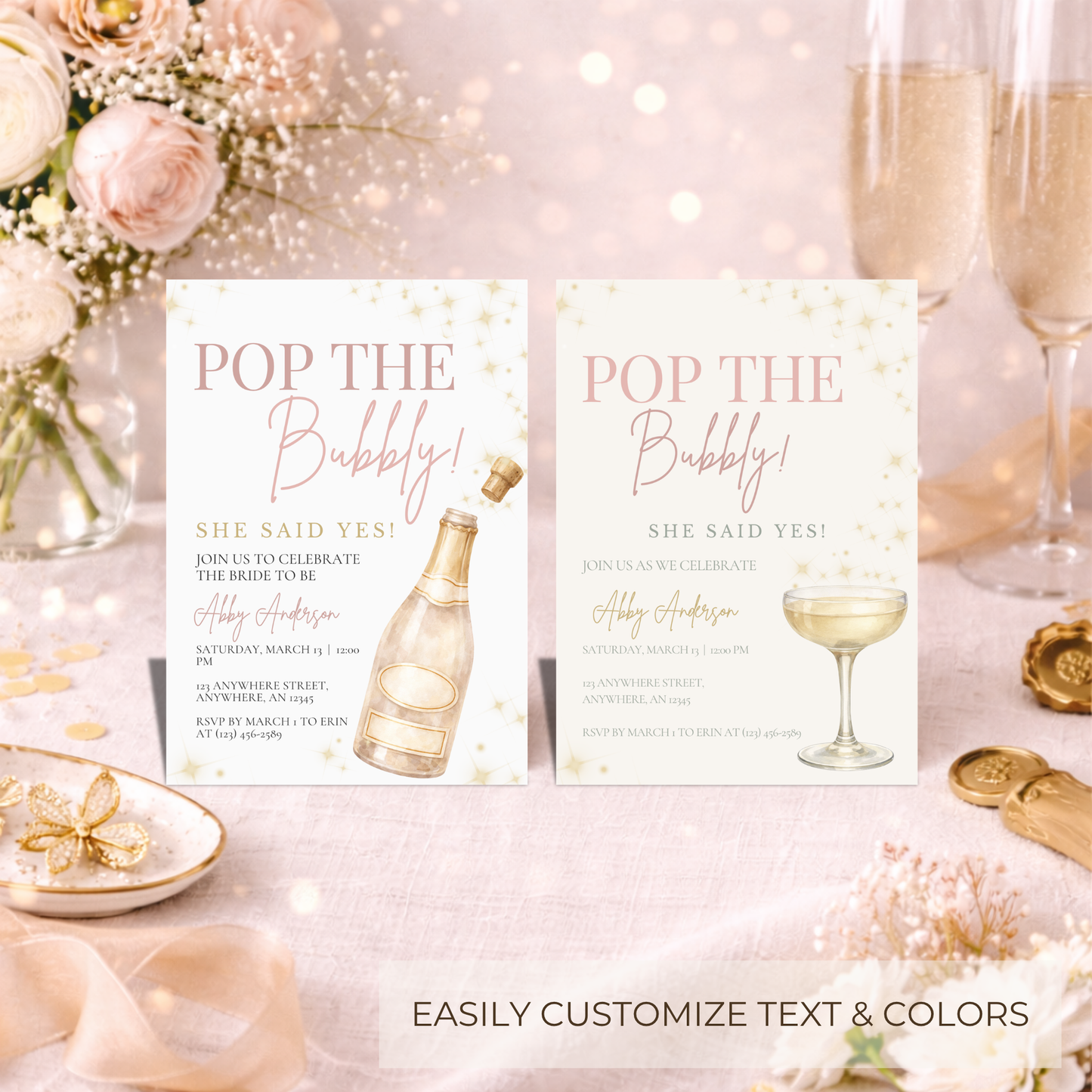 Pop the Bubbly Invitation | Pop the Bubbly Champagne Bridal Shower Party Invitation