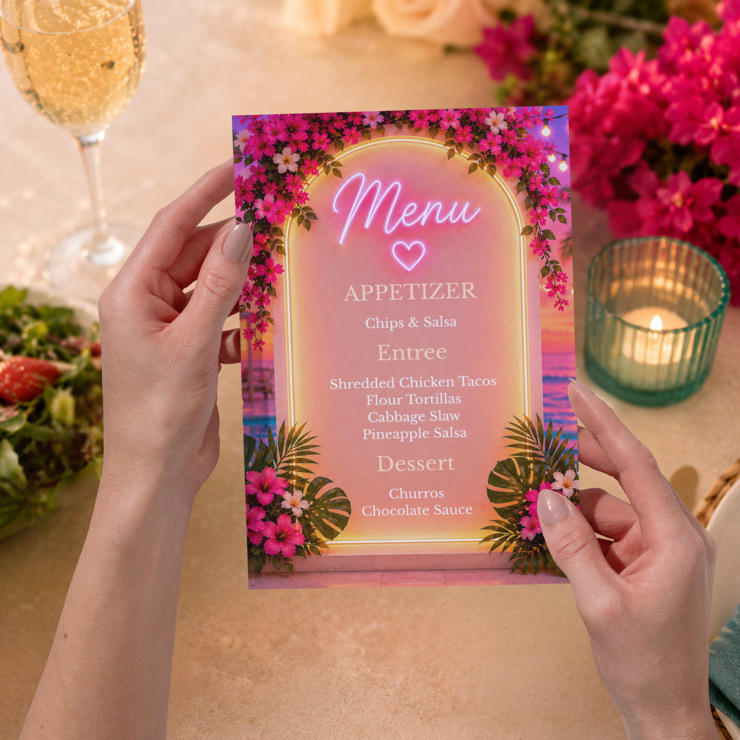 I've Got a Text Party Menu Sign Template | Tropical Villa Dinner Party Menu | Editable Canva Menu Sign | Watch Party Decor | Instant Download
