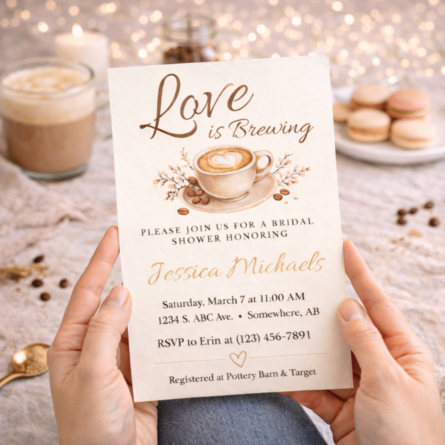 Love is Brewing Bridal Shower Invitation | Editable Canva Template | Instant Download