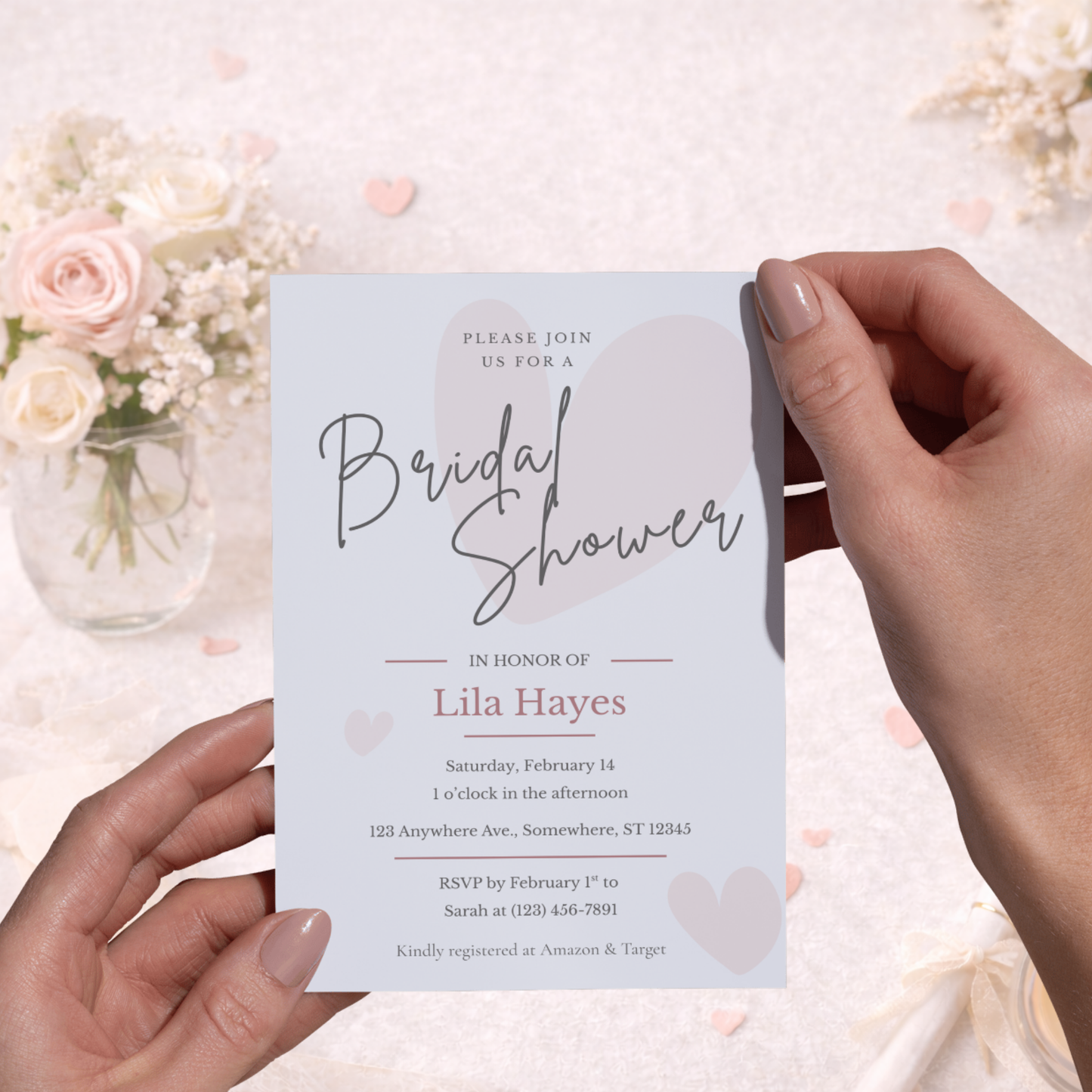 Forever & Always Bridal Shower Invitation | Editable Canva Template