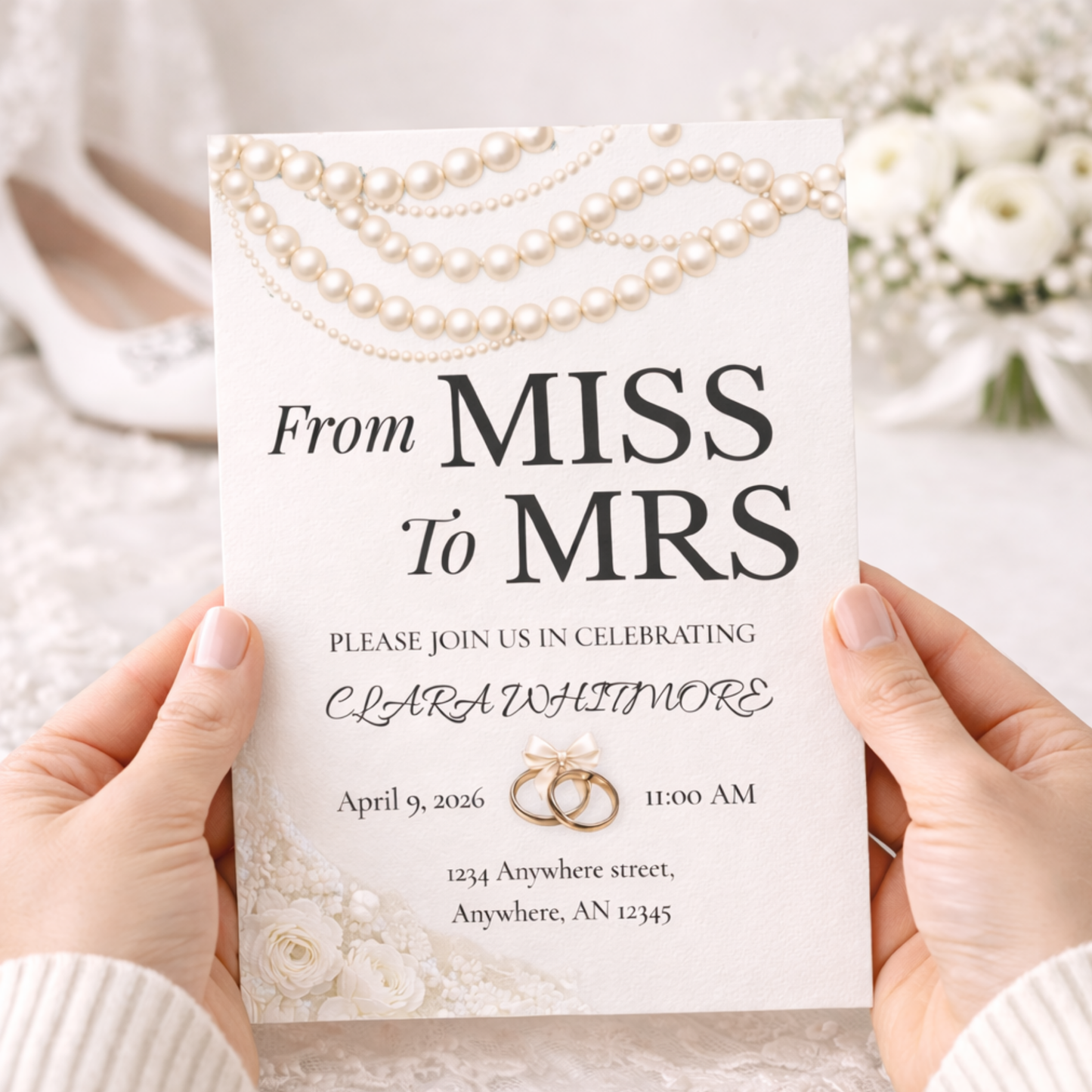 From Miss to Mrs Digital Invitation | Elegant Bridal Shower Template