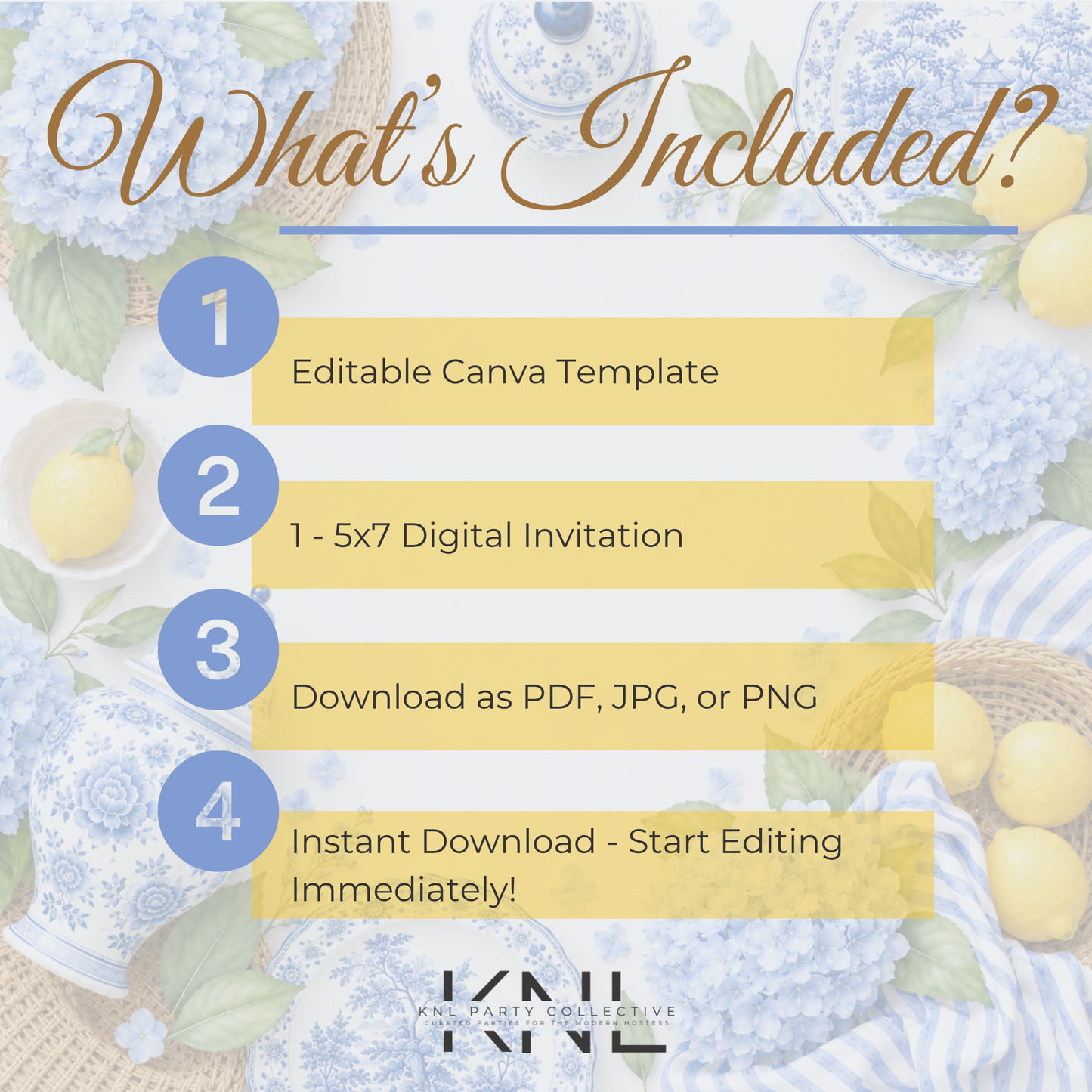 Coastal Blue Supper Invitation | Amalfi Inspired Blue and White Dinner Party Invite