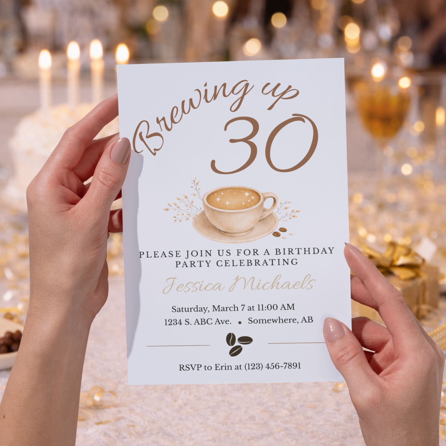 Coffee Themed 30th Birthday Party | Editable Canva Download