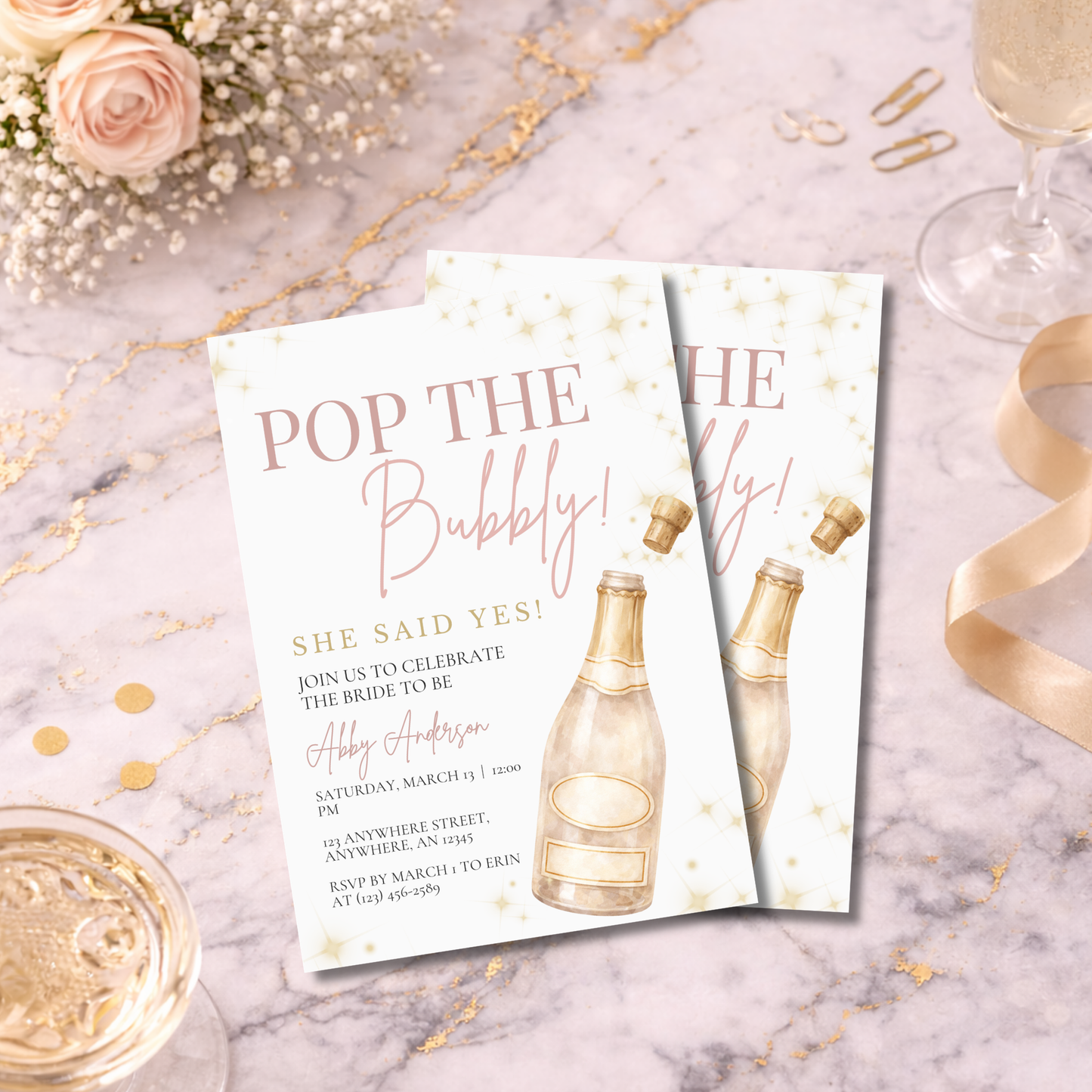 Pop the Bubbly Invitation | Pop the Bubbly Champagne Bridal Shower Party Invitation