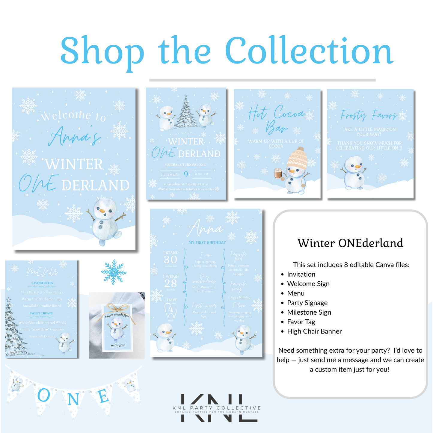 Winter ONEderland First Birthday Invitation | 5x7 Editable Canva Template