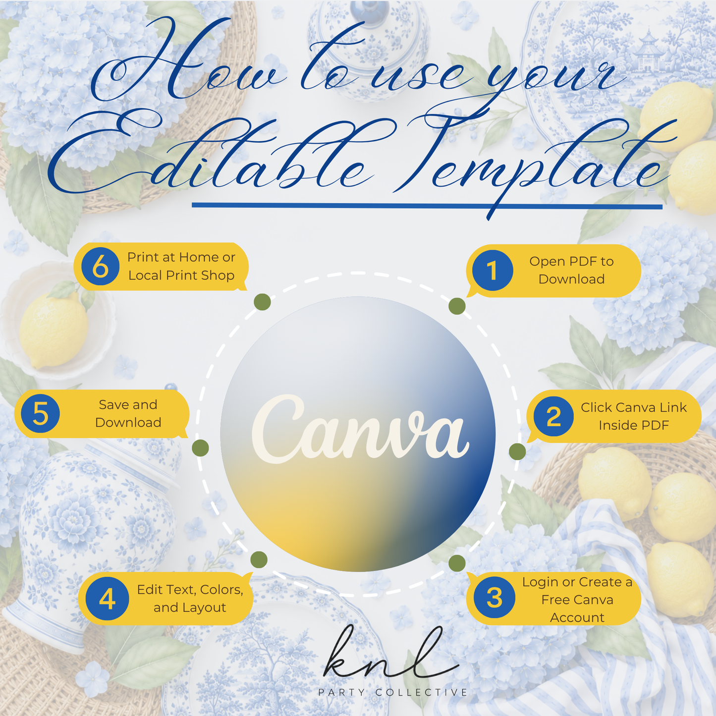 Coastal Blue Bridal Shower Invitation | Amalfi Inspired Blue and White Bridal Invite