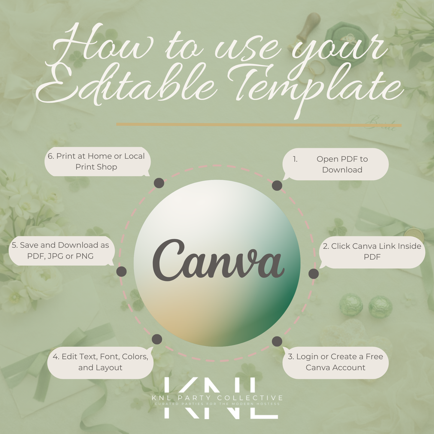 Elegant St. Patrick’s Day Bridal Shower Invite | Editable Canva Template